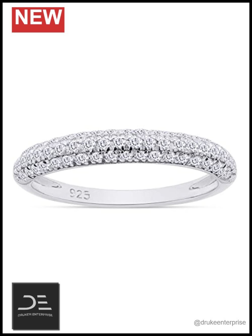 3-Row Stackable Wedding Band Women Round Cut Lab Created Moissanite Anniversary